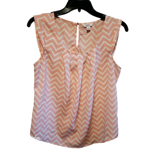 Candies Chevron Print Sleeveless Blouse With Back Button Keyhole Closure M - Picture 1 of 6